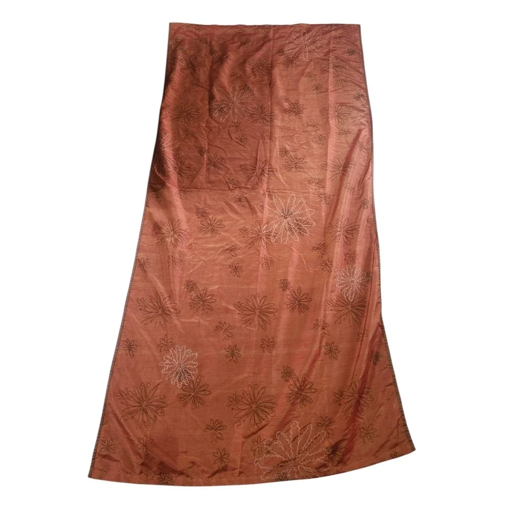 Pier 1 Imports Embroidered Floral Curtain Panel 42x84 Terracotta Rust Orange 1pc